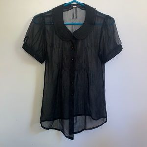 Vintage Sheer Peter Pan Collar Blouse M